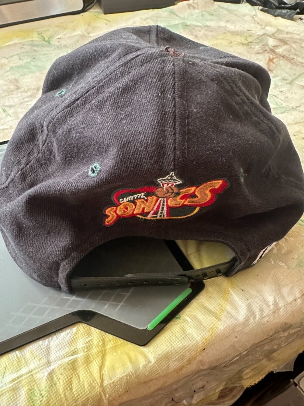 Vintage Seattle Super Sonics Pro Player Snapback Hat 90s NBA RARE Shawn Kemp Gar - Picture 4 of 12